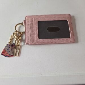 Pink Fur Art Card Holder with Keychain NWOT